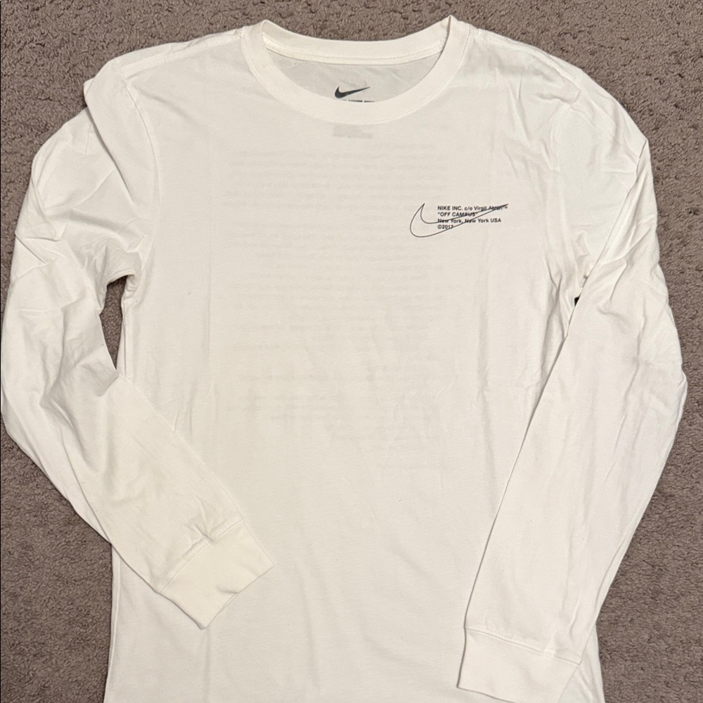 Nike Virgil Abloh Off-White Campus Long Sleeve Shirt - White Size Large